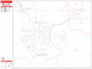 Rapid City  Wall Map Red Line Style